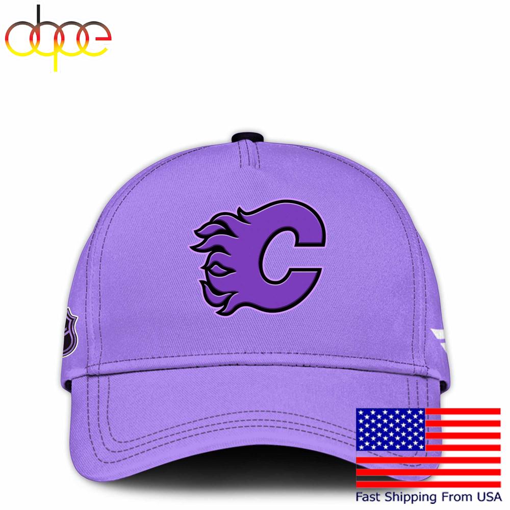 Sportswearmerch Calgary Flames NHL Purple Fight Cancer Classic Cap For Fan