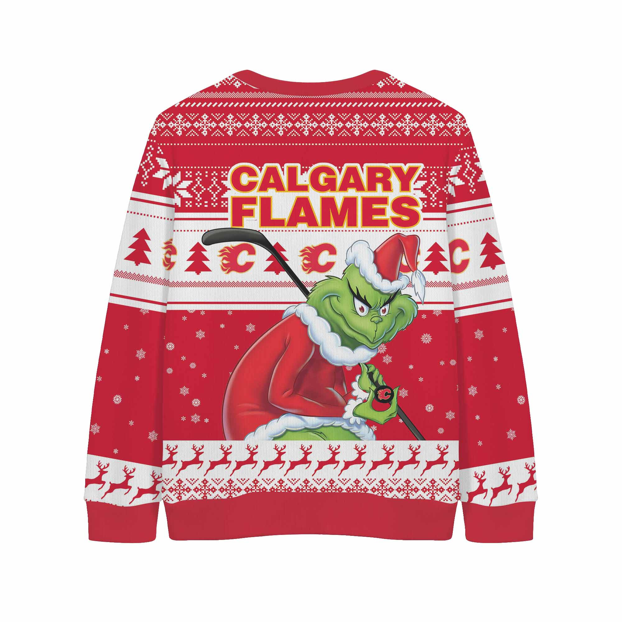 Sportswearmerch Calgary Flames NHL x Grinch Christmas Cardigan For Fan