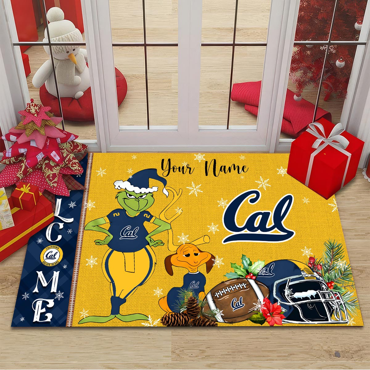 Sportswearmerch California Golden Bears NCAA x Grinch Christmas Welcome Football Doormat For Fan