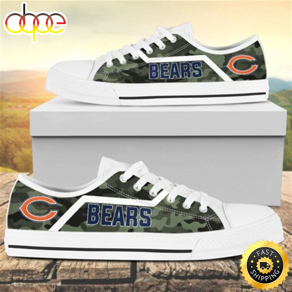 Sportswearmerch Camouflage Chicago Bears NFL Canvas Low Top Canvas Sneakers Shoes For Men And Women