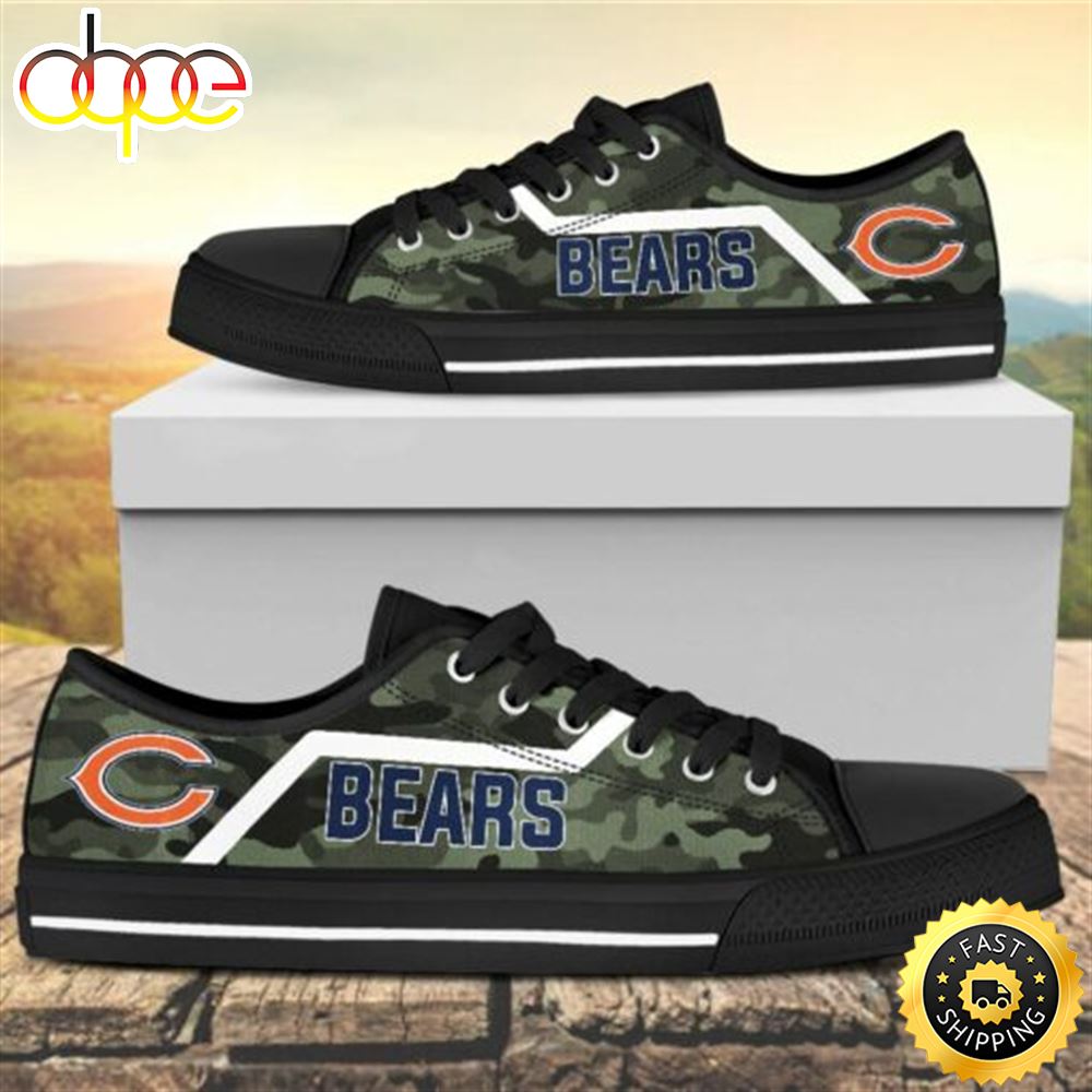 Sportswearmerch Camouflage Chicago Bears NFL Canvas Low Top Canvas Sneakers Shoes For Men And Women