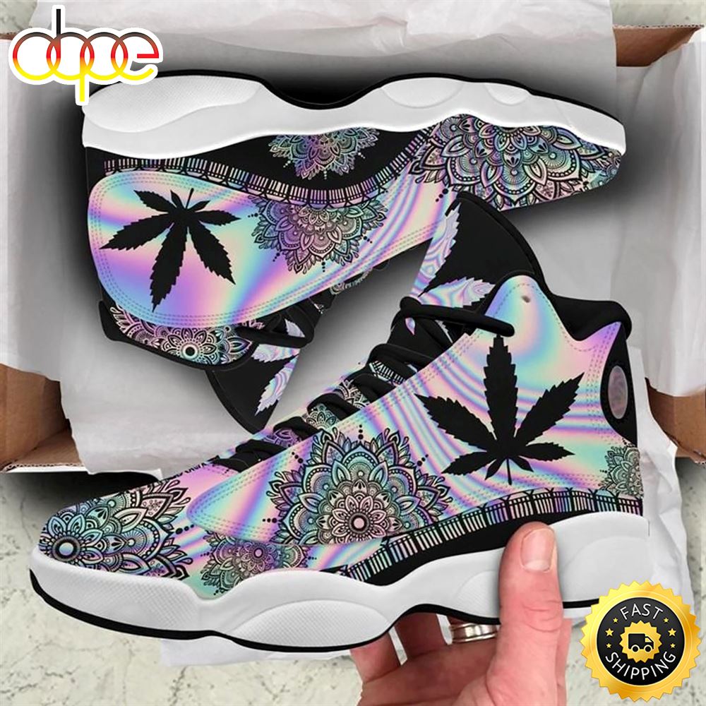 Sportswearmerch Cannabis Weed Hologram AJ13 Sneakers Shoes For Men And Women