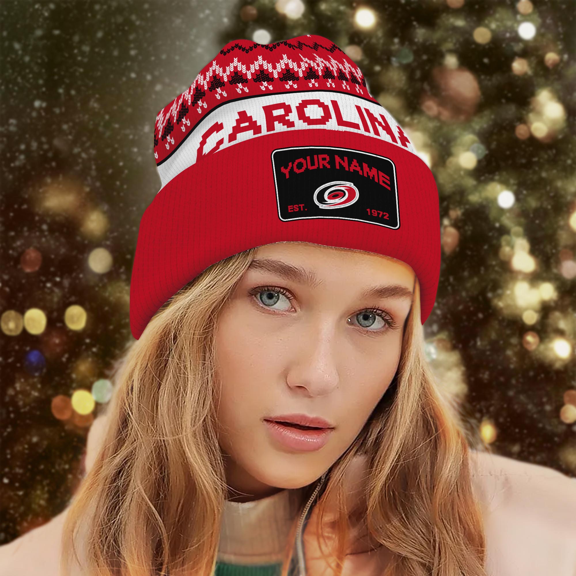 Sportswearmerch Carolina Hurricanes NHL Christmas Beanie Hat For Fan