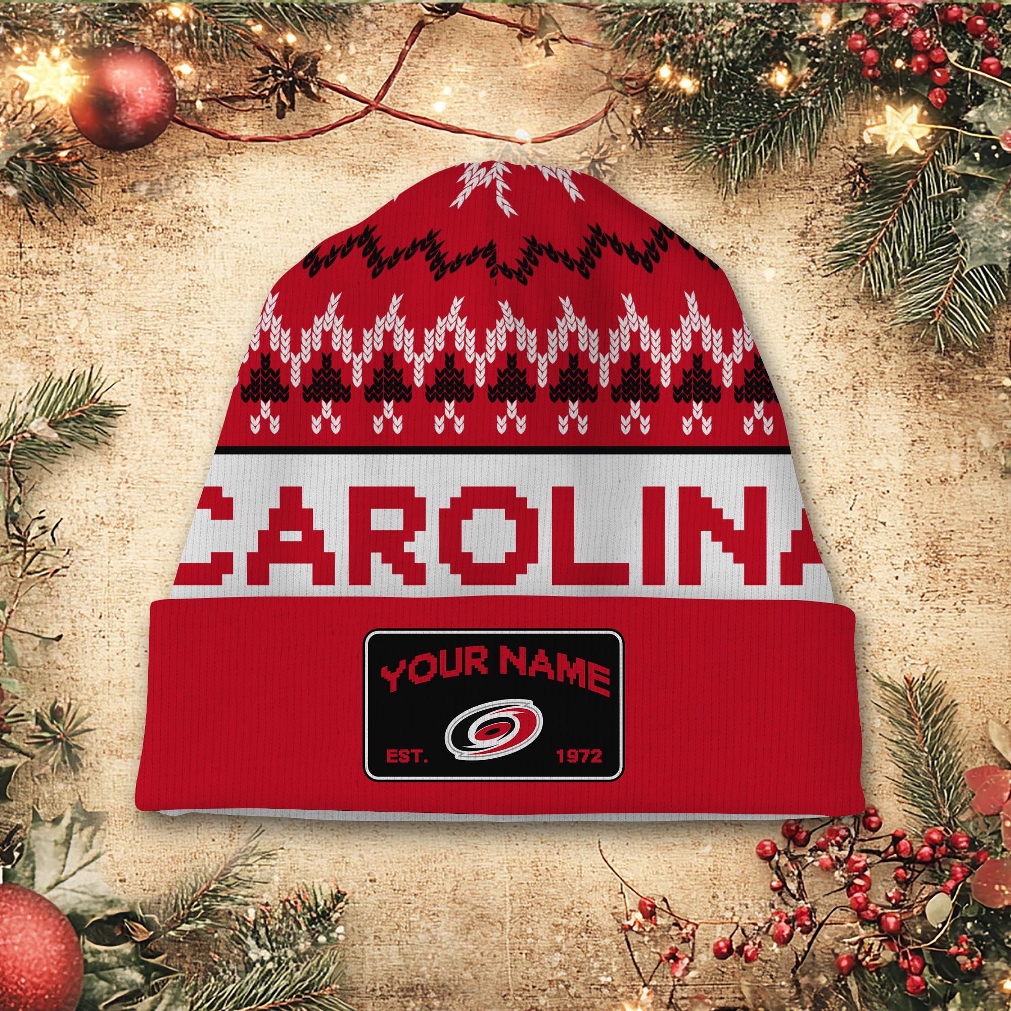 Sportswearmerch Carolina Hurricanes NHL Christmas Beanie Hat For Fan