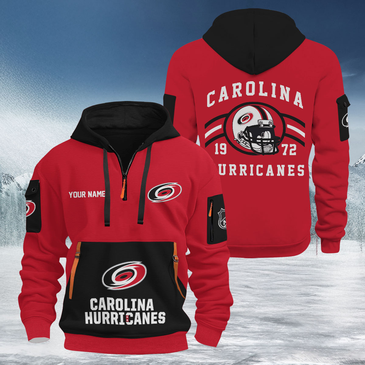 Sportswearmerch Carolina Hurricanes NHL Half Zip Hoodie Personalized For Fan