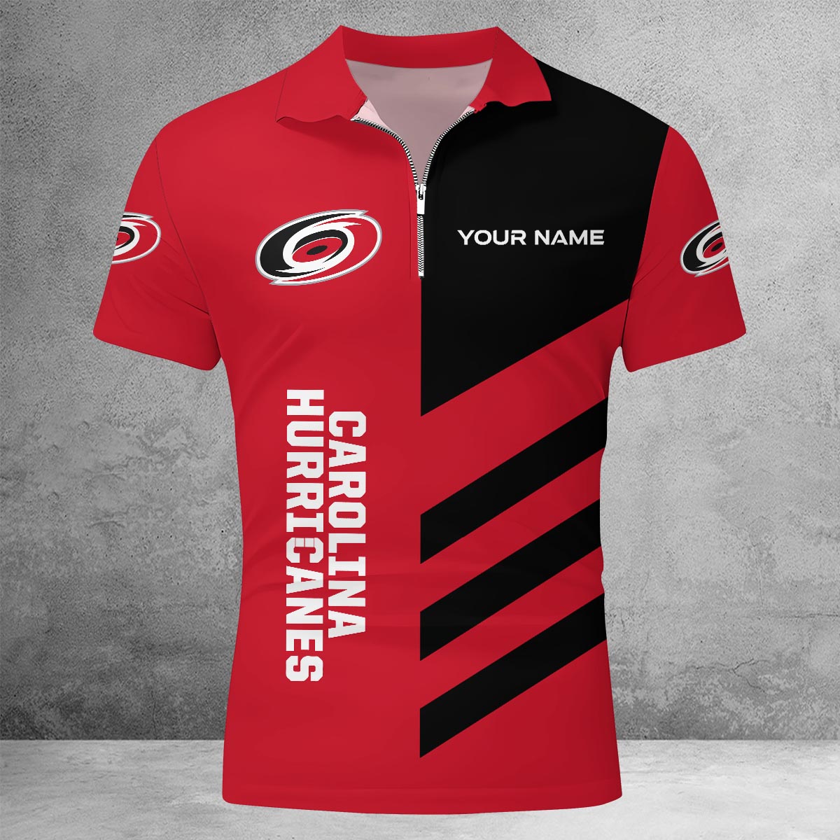Sportswearmerch Carolina Hurricanes NHL Lapel Zip Polo Shirt For Fan