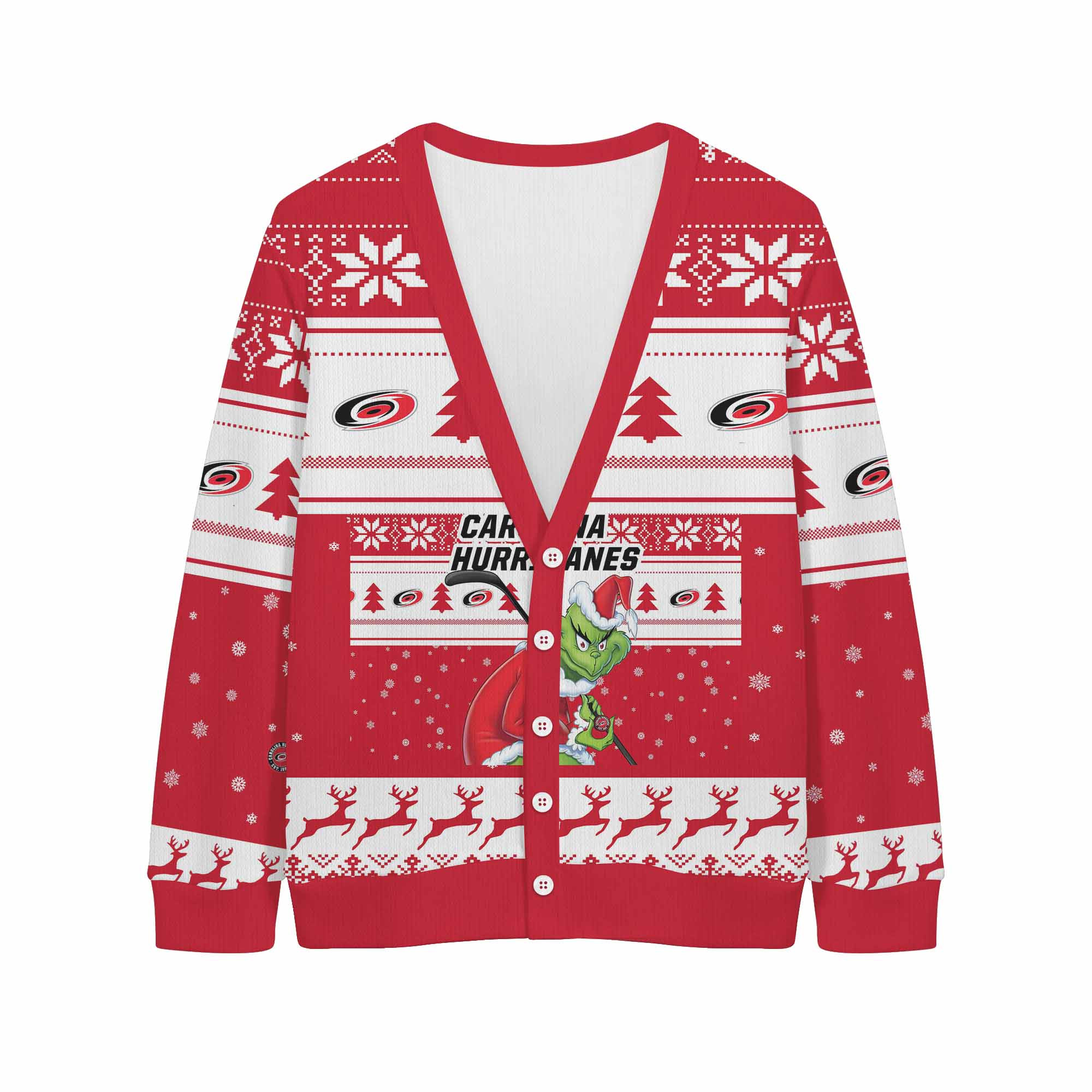 Sportswearmerch Carolina Hurricanes NHL x Grinch Christmas Cardigan For Fan