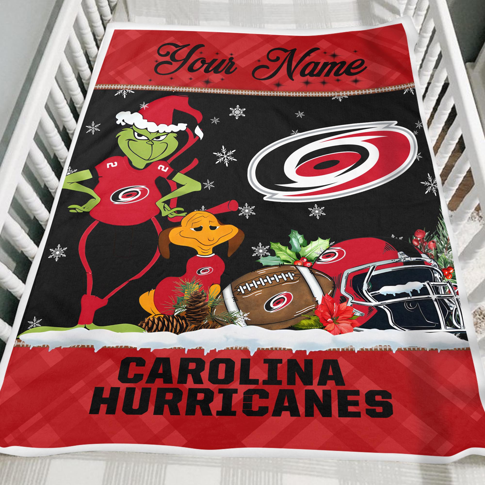 Sportswearmerch Carolina Hurricanes NHL x Grinch Christmas Fleece Blanket For Fan