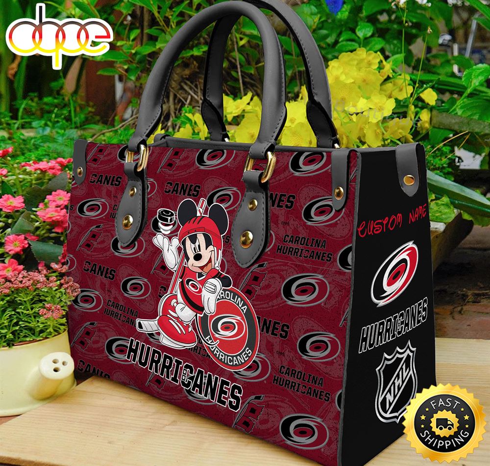 Sportswearmerch Carolina Hurricanes NHL x Mickey Women Leather Hand Bag For Fan