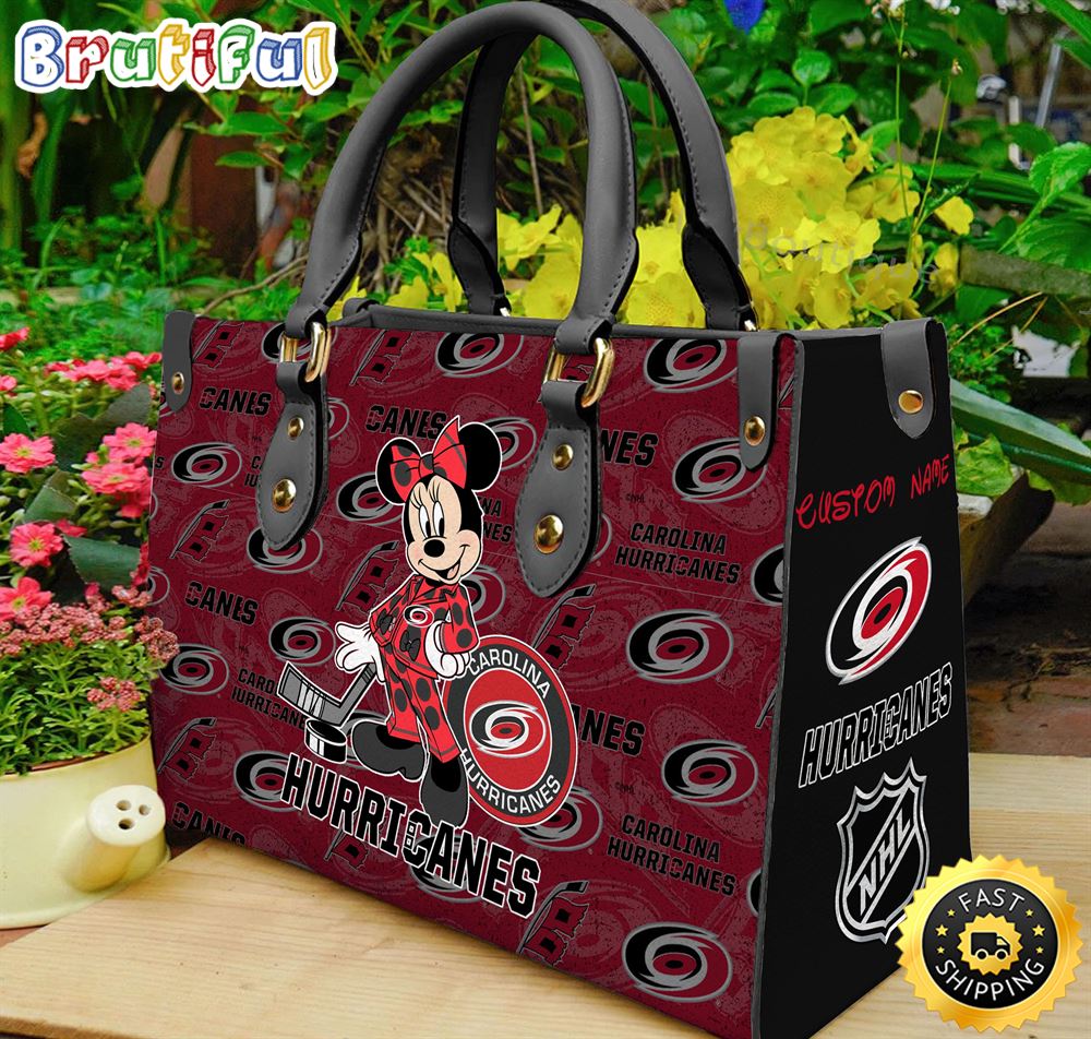 Sportswearmerch Carolina Hurricanes NHL x Minnie Leather Handbag For Fan