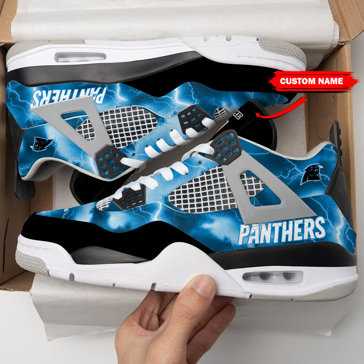 Sportswearmerch Carolina Panthers NFL AJ4 Sneakers Shoes For Men And Women