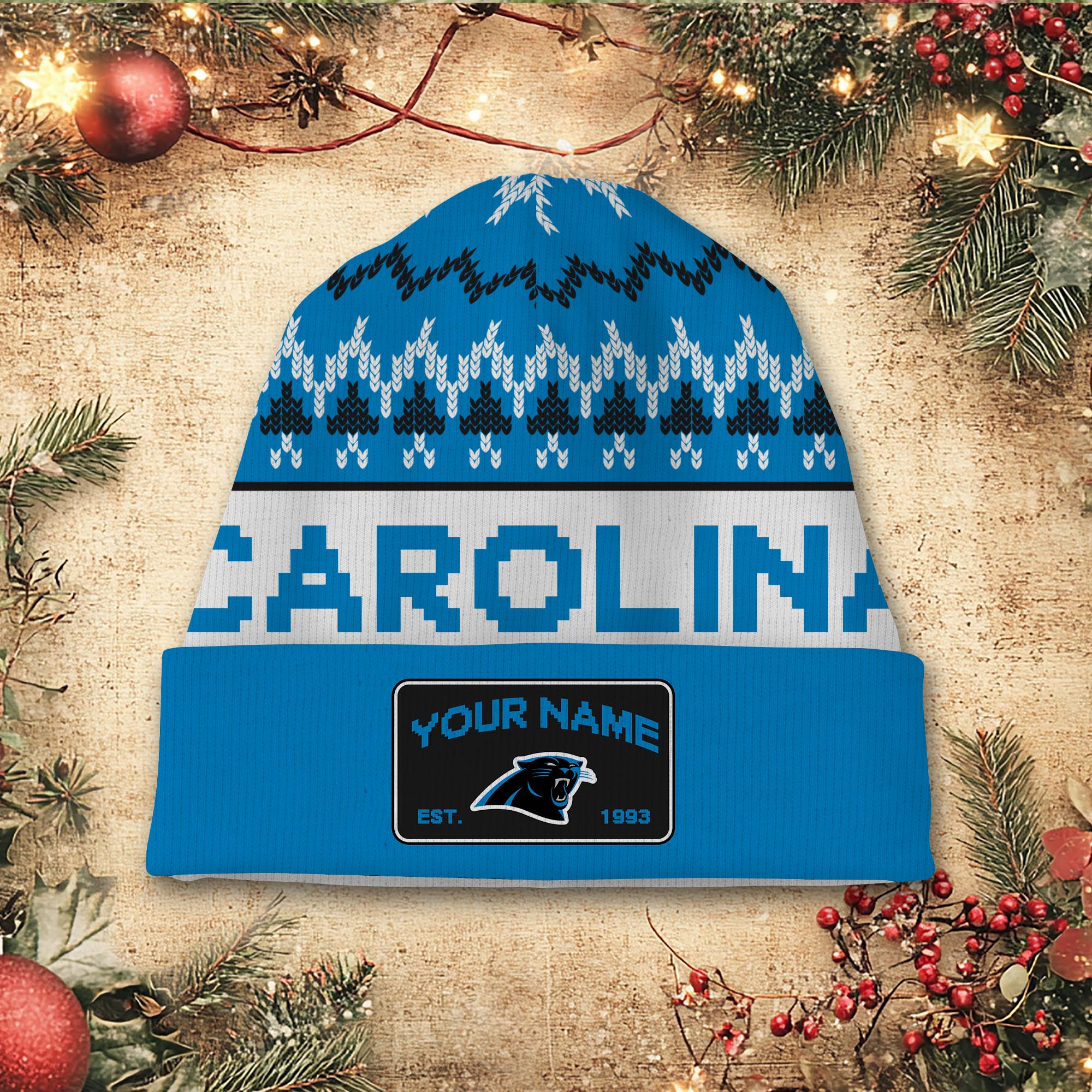 Sportswearmerch Carolina Panthers NFL Christmas Beanie Hat For Fan