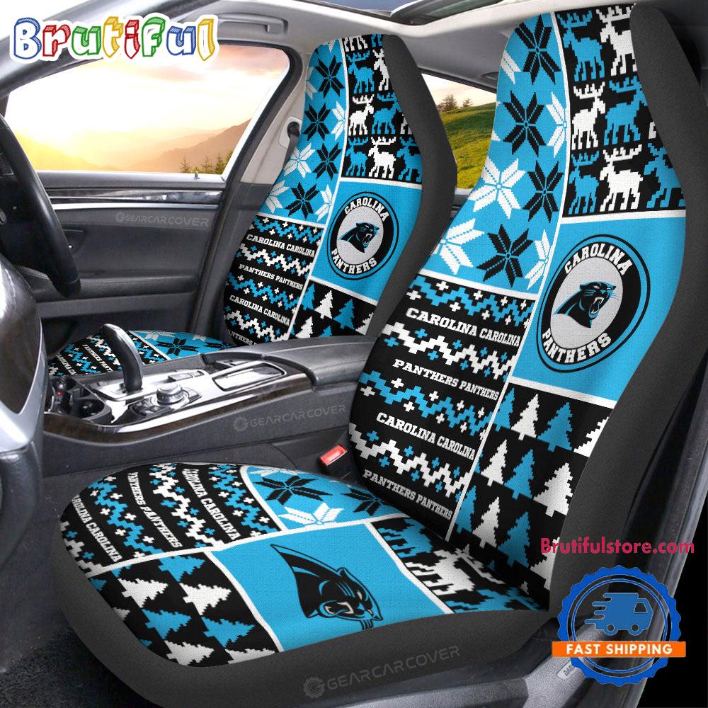 Sportswearmerch Carolina Panthers NFL Design Christmas Car Seat Covers For Fan