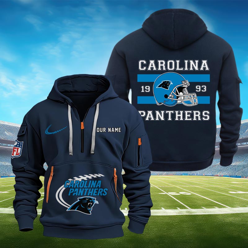 Sportswearmerch Carolina Panthers NFL Half Zip Hoodie Personalized For Fan