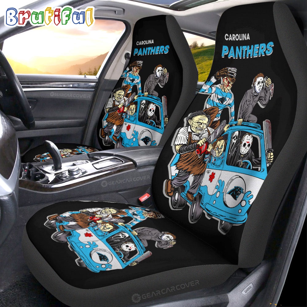 Sportswearmerch Carolina Panthers NFL Horror Characters Essential Halloween Car Seat Covers For Fan