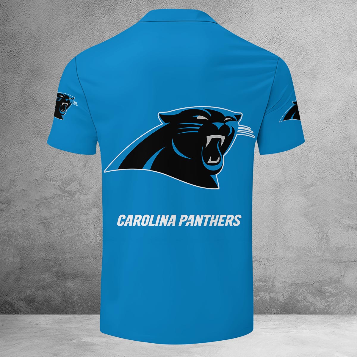 Sportswearmerch Carolina Panthers NFL Lapel Zip Polo Shirt For Fan