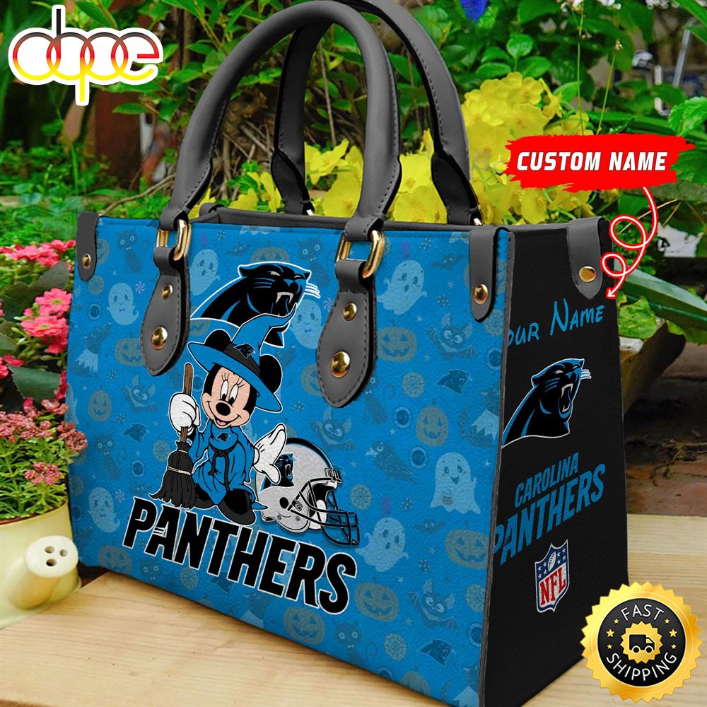 Sportswearmerch Carolina Panthers NFL Minnie Women Leather Hand Bag For Fan