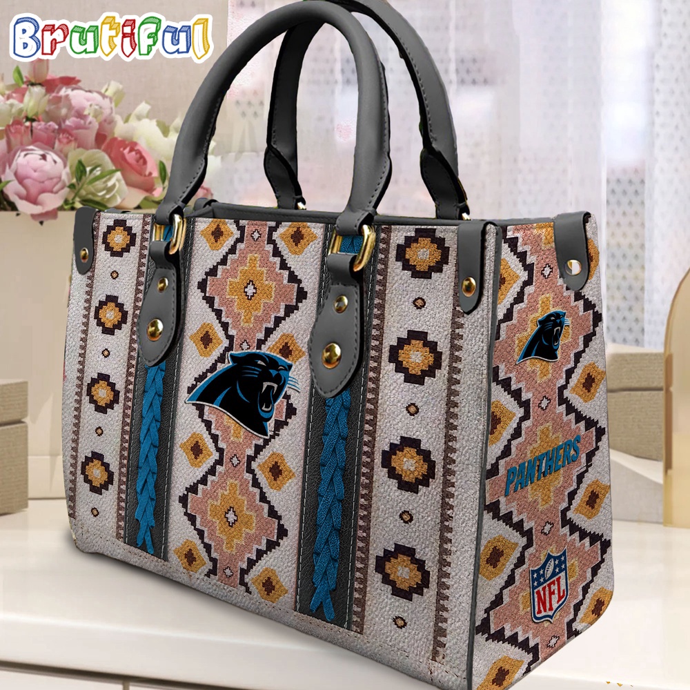 Sportswearmerch Carolina Panthers NFL Native American Pattern Leather Bag For Fan