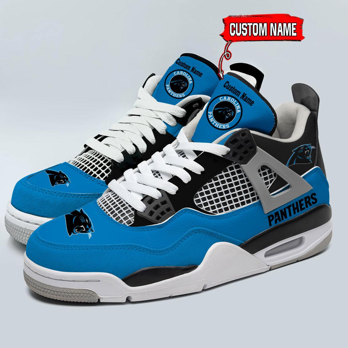 Sportswearmerch Carolina Panthers NFL Personalized  AJ4 Sneakers Shoes For Men And Women