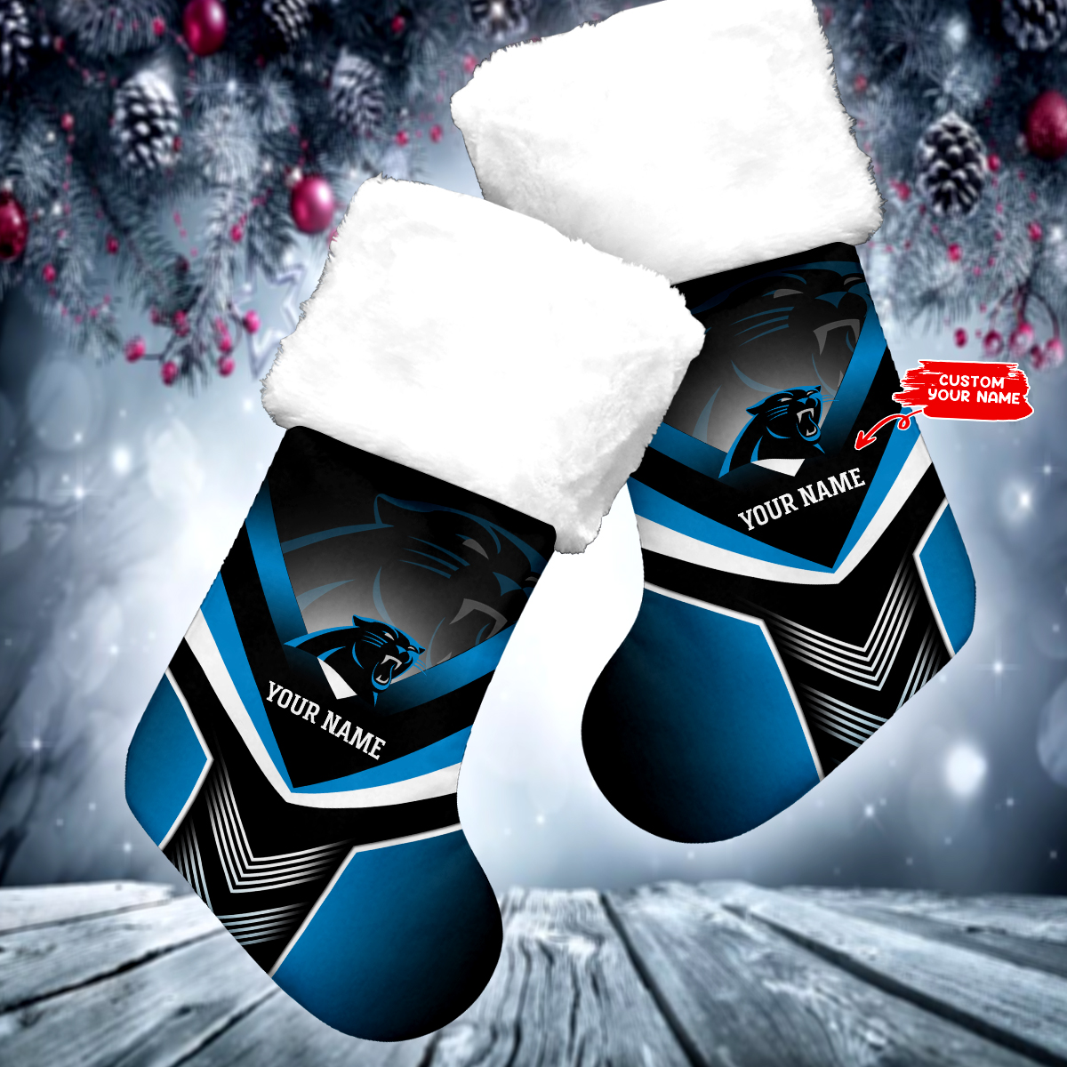 Sportswearmerch Carolina Panthers NFL Personalized Christmas Socks For Fan