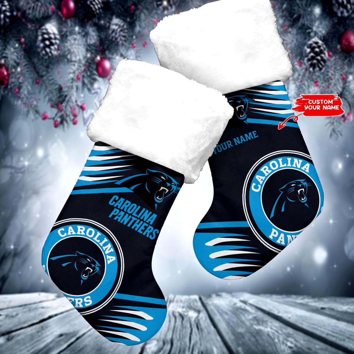Sportswearmerch Carolina Panthers NFL Personalized Christmas Socks For Fan