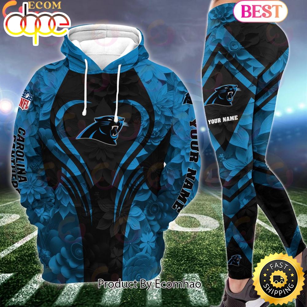 Sportswearmerch Carolina Panthers NFL Special Flowers Design Hoodie And Leggings For Fan