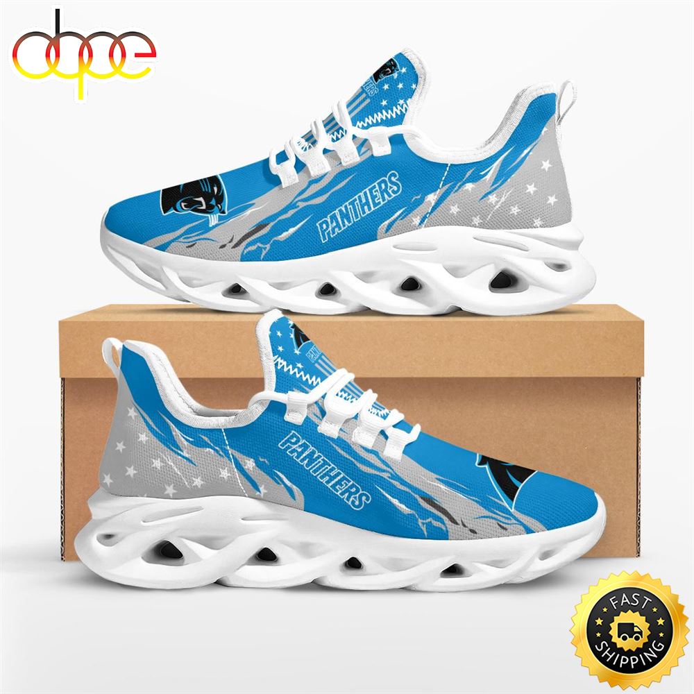 Sportswearmerch Carolina Panthers NFL Stars and Stripes Max Soul Shoes Sneakers For Men And Women