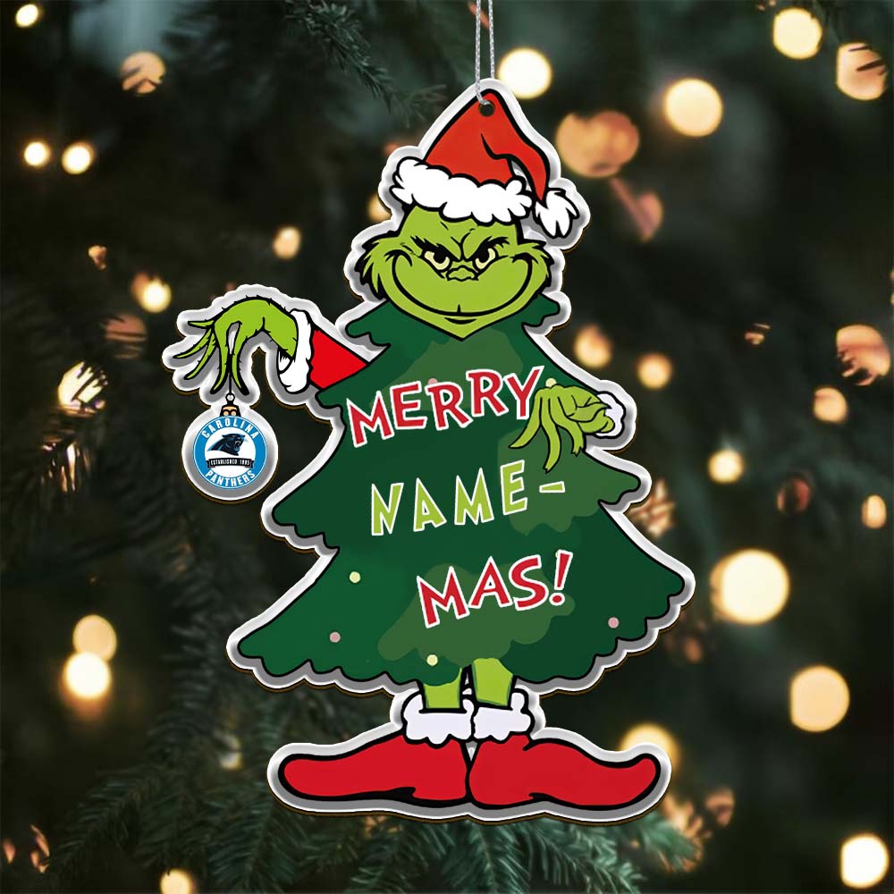 Sportswearmerch Carolina Panthers NFL The Grinch x Christmas Acrylic Ornament Gift For Fan