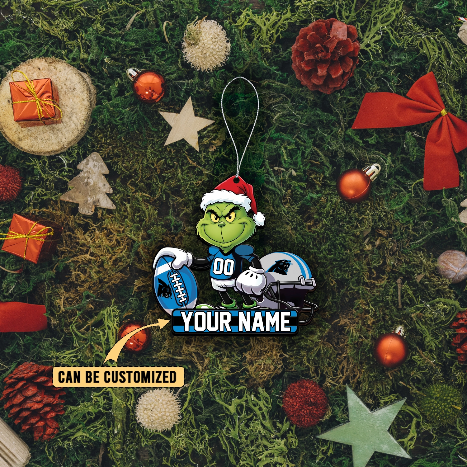 Sportswearmerch Carolina Panthers NFL The Grinch x Christmas Acrylic Ornament Gift For Fan