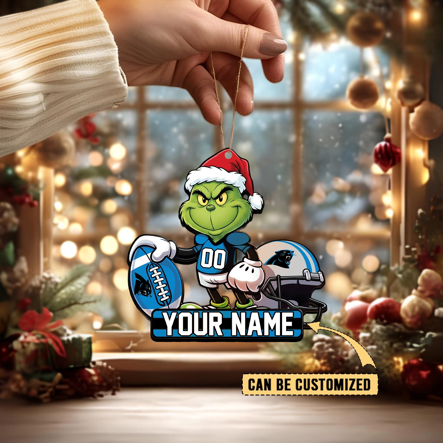 Sportswearmerch Carolina Panthers NFL The Grinch x Christmas Acrylic Ornament Gift For Fan