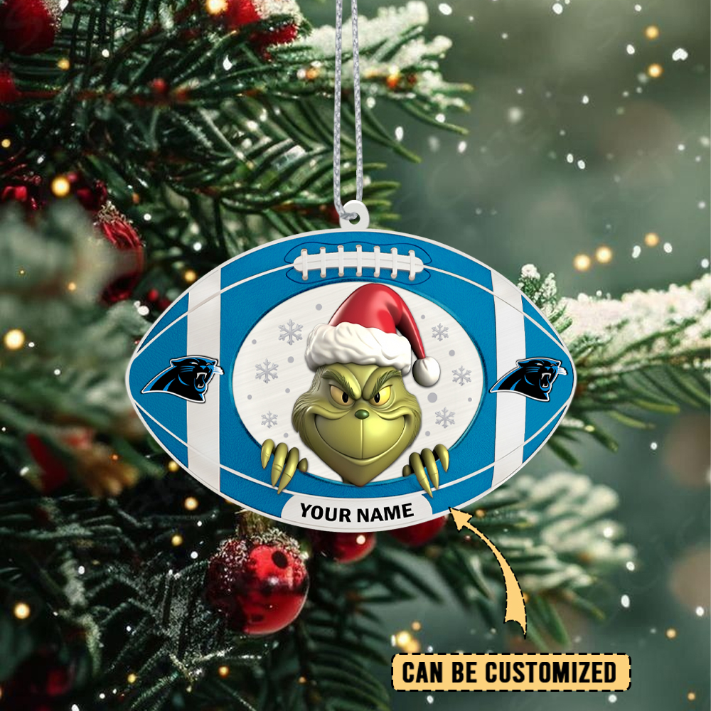 Sportswearmerch Carolina Panthers NFL The Grinch x Christmas Acrylic Ornament Gift For Fan