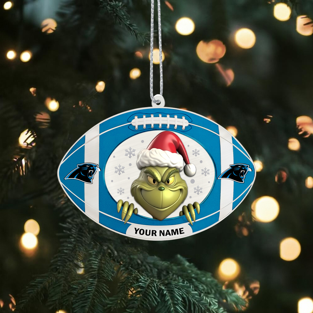 Sportswearmerch Carolina Panthers NFL The Grinch x Christmas Acrylic Ornament Gift For Fan