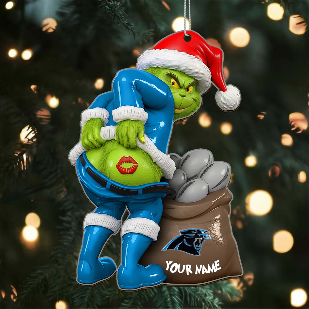Sportswearmerch Carolina Panthers NFL The Grinch x Christmas Acrylic Ornament Gift For Fan