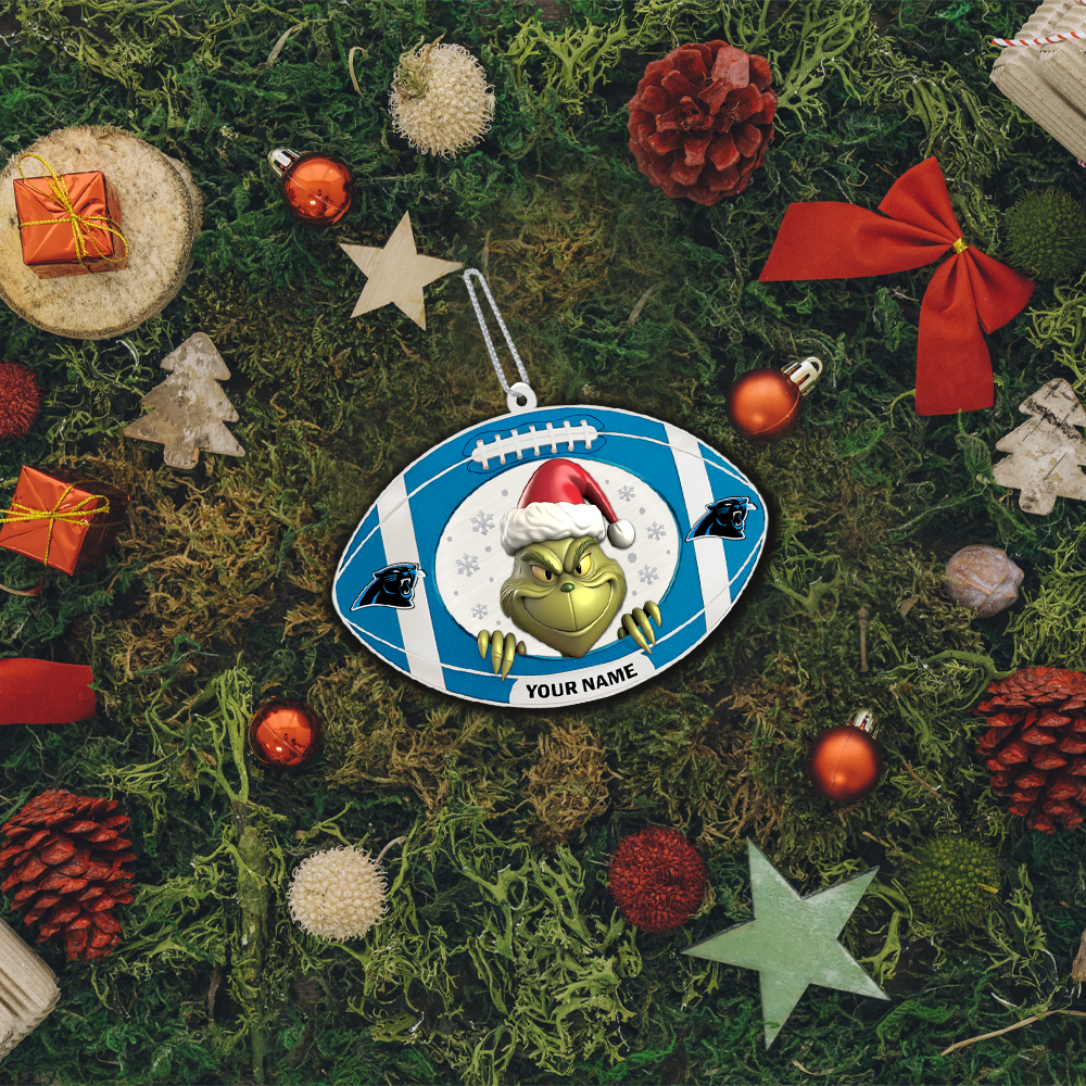 Sportswearmerch Carolina Panthers NFL The Grinch x Christmas Acrylic Ornament Gift For Fan