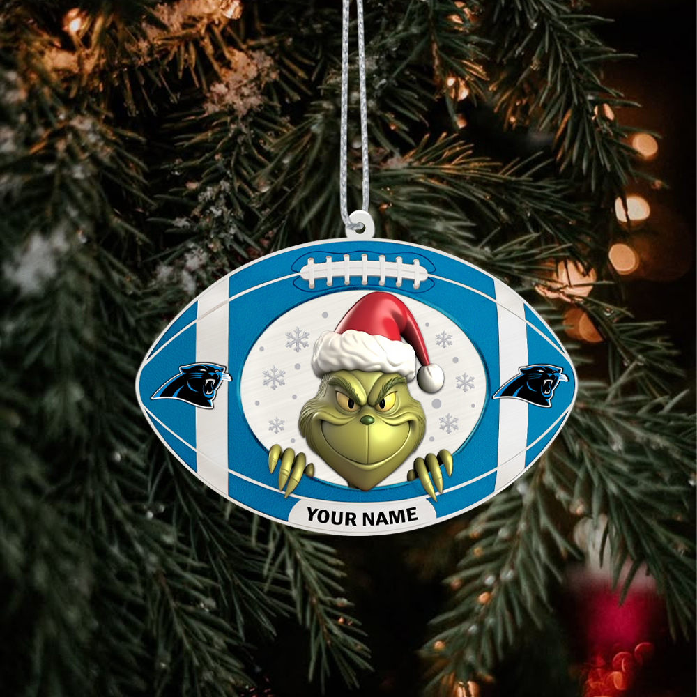 Sportswearmerch Carolina Panthers NFL The Grinch x Christmas Acrylic Ornament Gift For Fan