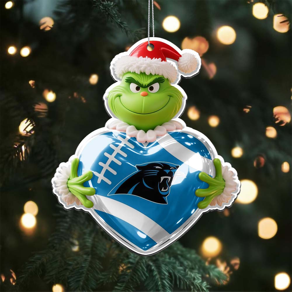 Sportswearmerch Carolina Panthers NFL The Grinch x Christmas Acrylic Ornament Gift For Fan