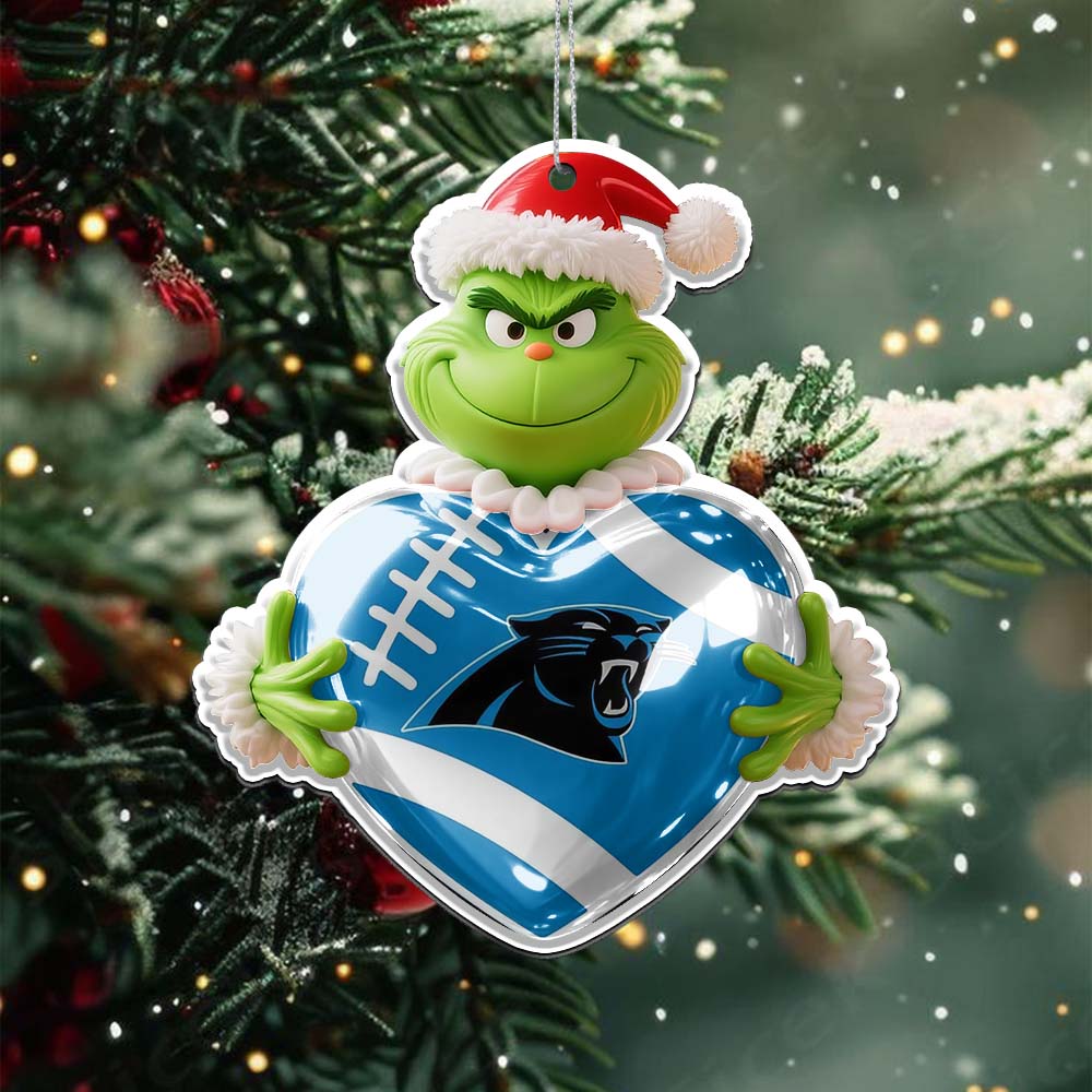 Sportswearmerch Carolina Panthers NFL The Grinch x Christmas Acrylic Ornament Gift For Fan