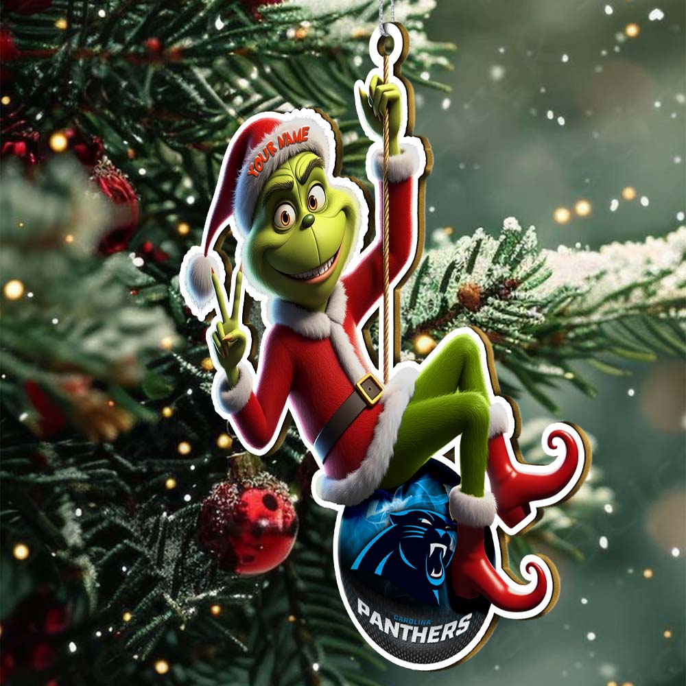 Sportswearmerch Carolina Panthers NFL The Grinch x Christmas Acrylic Ornament Gift For Fan