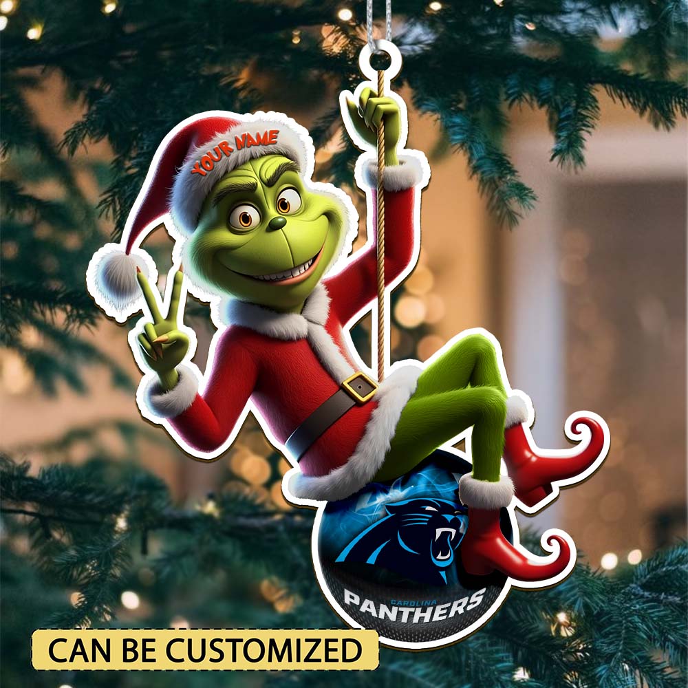 Sportswearmerch Carolina Panthers NFL The Grinch x Christmas Acrylic Ornament Gift For Fan