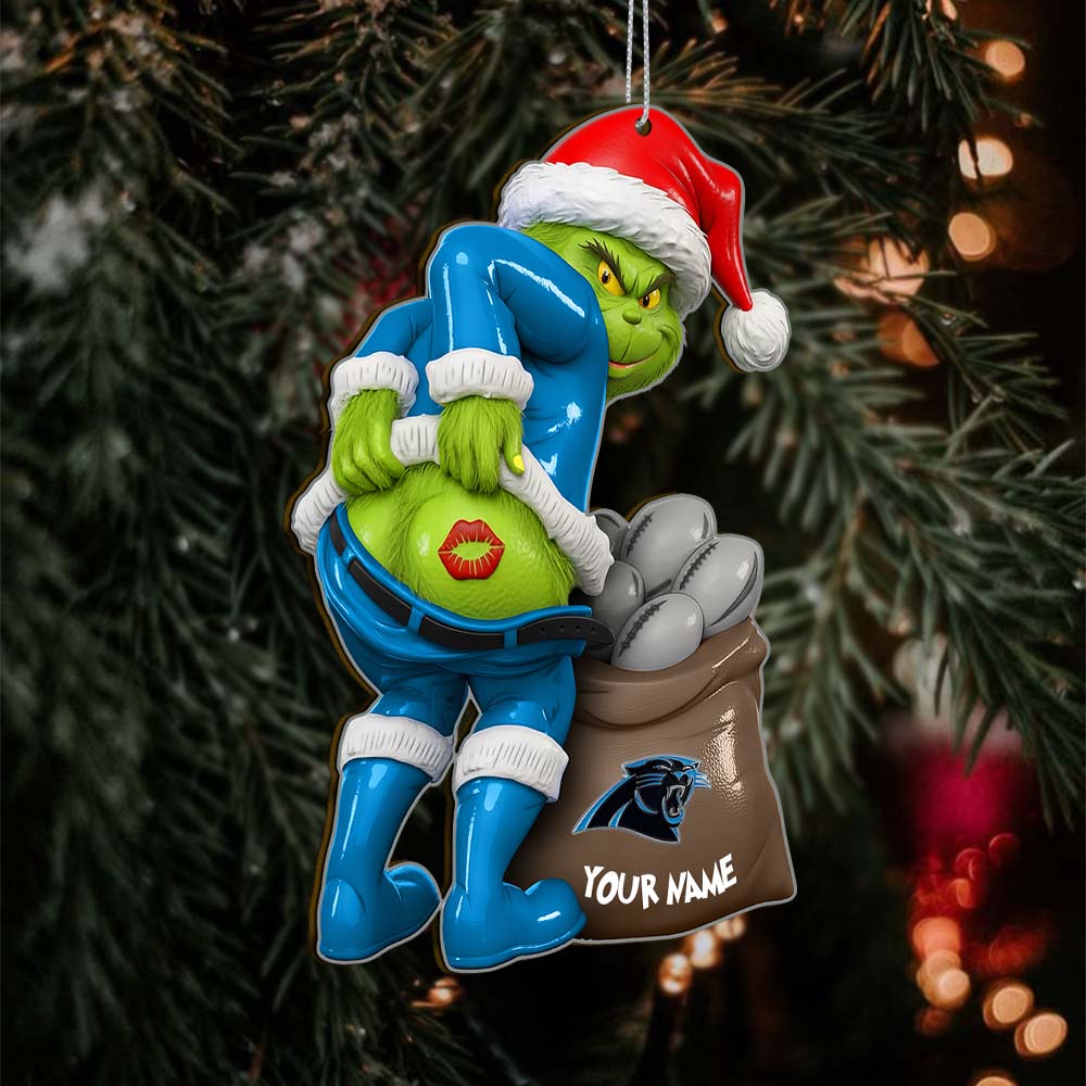 Sportswearmerch Carolina Panthers NFL The Grinch x Christmas Acrylic Ornament Gift For Fan
