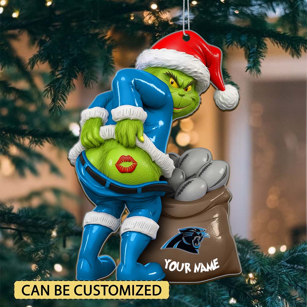 Sportswearmerch Carolina Panthers NFL The Grinch x Christmas Acrylic Ornament Gift For Fan