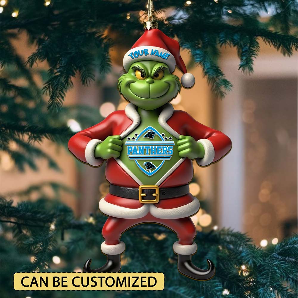 Sportswearmerch Carolina Panthers NFL The Grinch x Christmas Acrylic Ornament Gift For Fan