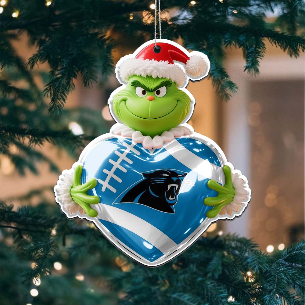 Sportswearmerch Carolina Panthers NFL The Grinch x Christmas Acrylic Ornament Gift For Fan