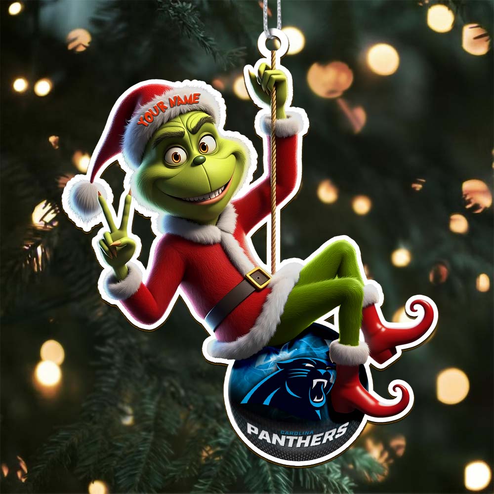 Sportswearmerch Carolina Panthers NFL The Grinch x Christmas Acrylic Ornament Gift For Fan