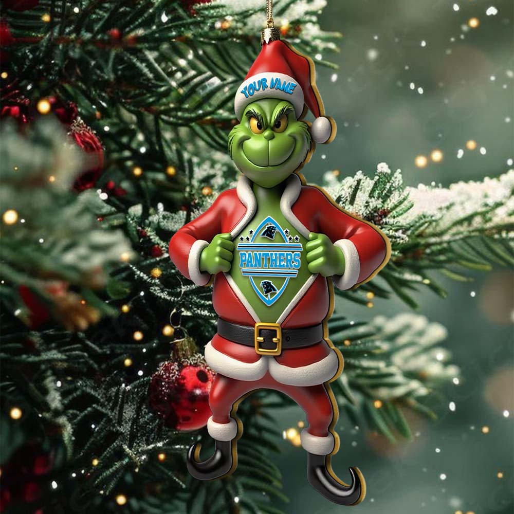 Sportswearmerch Carolina Panthers NFL The Grinch x Christmas Acrylic Ornament Gift For Fan