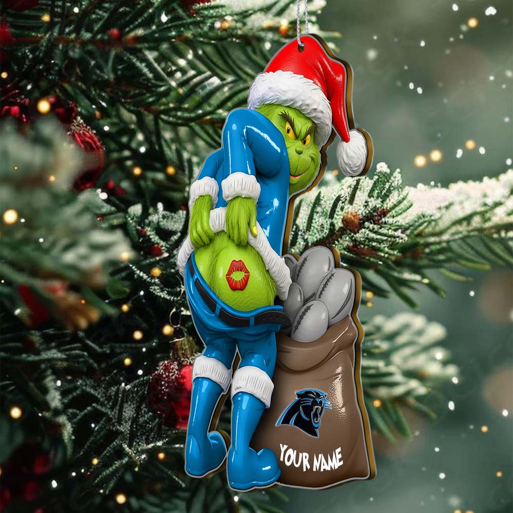 Sportswearmerch Carolina Panthers NFL The Grinch x Christmas Acrylic Ornament Gift For Fan