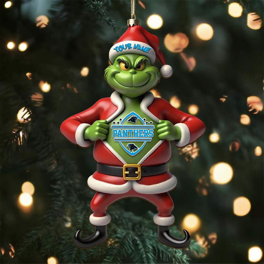 Sportswearmerch Carolina Panthers NFL The Grinch x Christmas Acrylic Ornament Gift For Fan