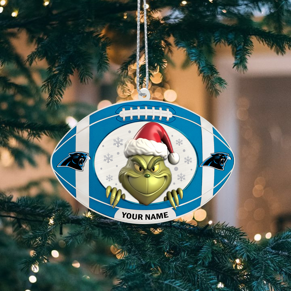 Sportswearmerch Carolina Panthers NFL The Grinch x Christmas Acrylic Ornament Gift For Fan