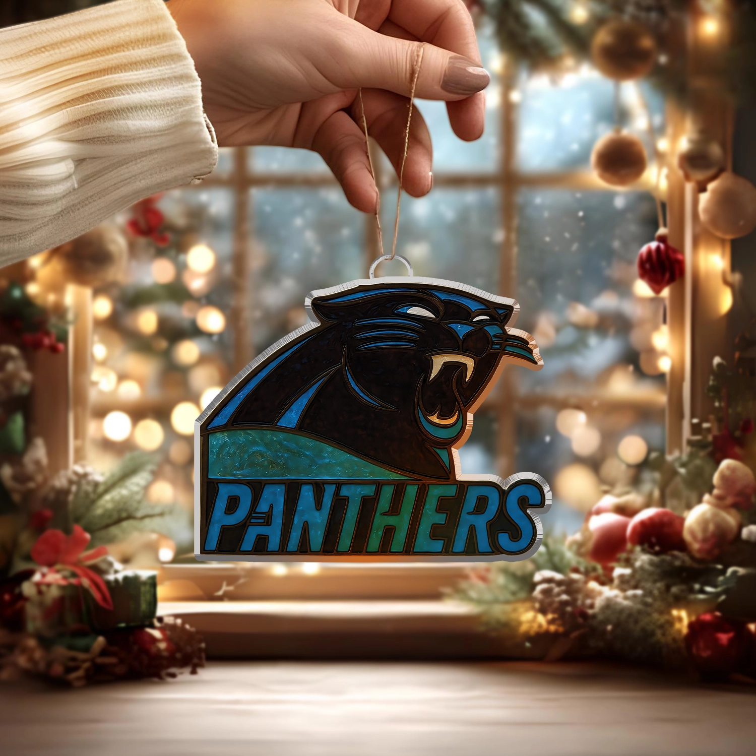 Sportswearmerch Carolina Panthers NFL x Christmas Acrylic Ornament Gift For Fans