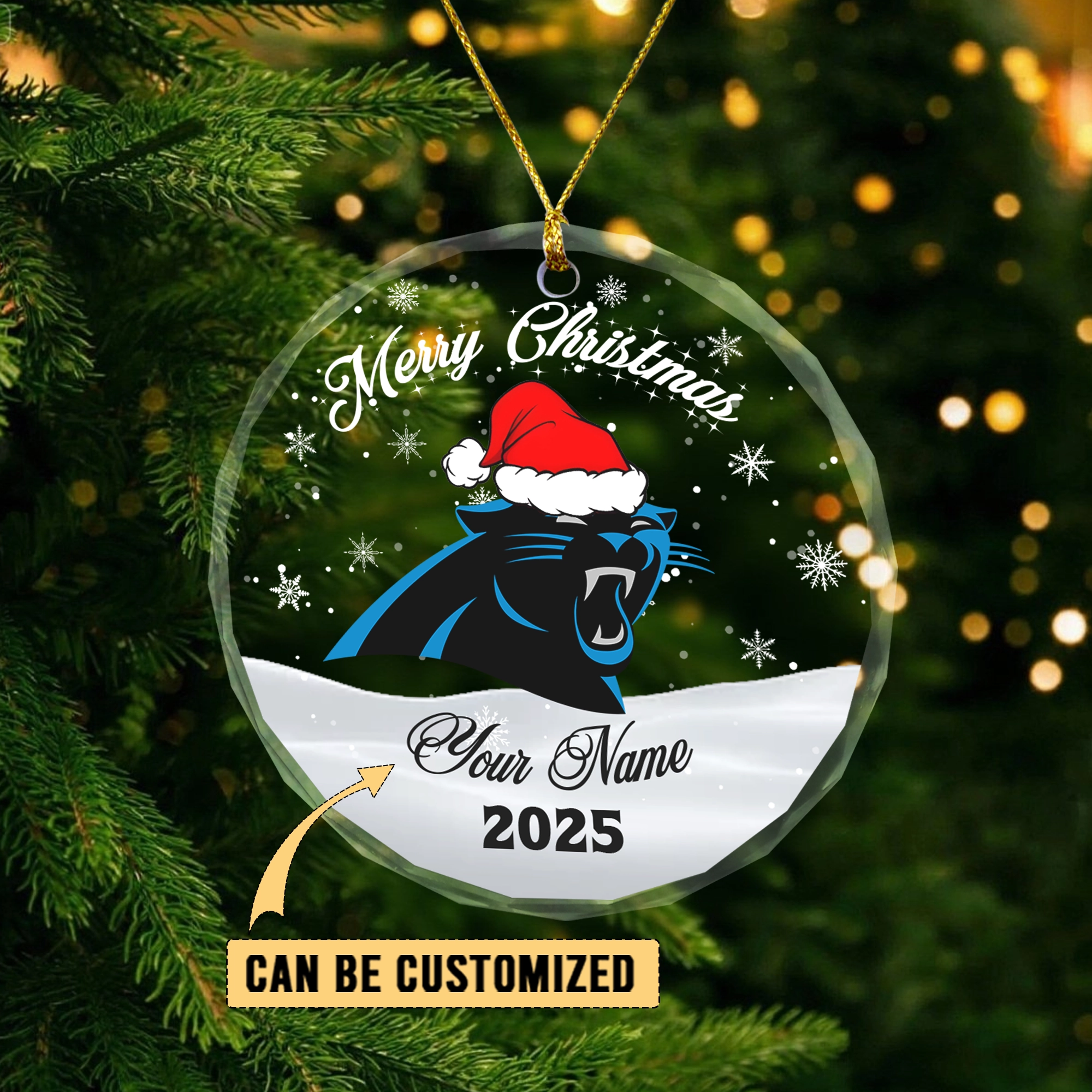 Sportswearmerch Carolina Panthers NFL x Christmas Glass Ornament Gift For Fan